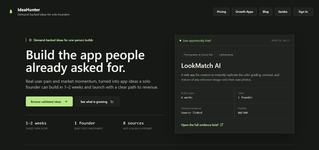Screenshot of IdeaHunter